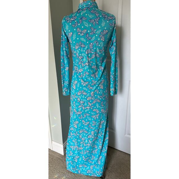 Lilly Pulitzer The Lilly Vintage Blue Maxi Dress with Butterflies SzXS/S NO BELT - Picture 4 of 13